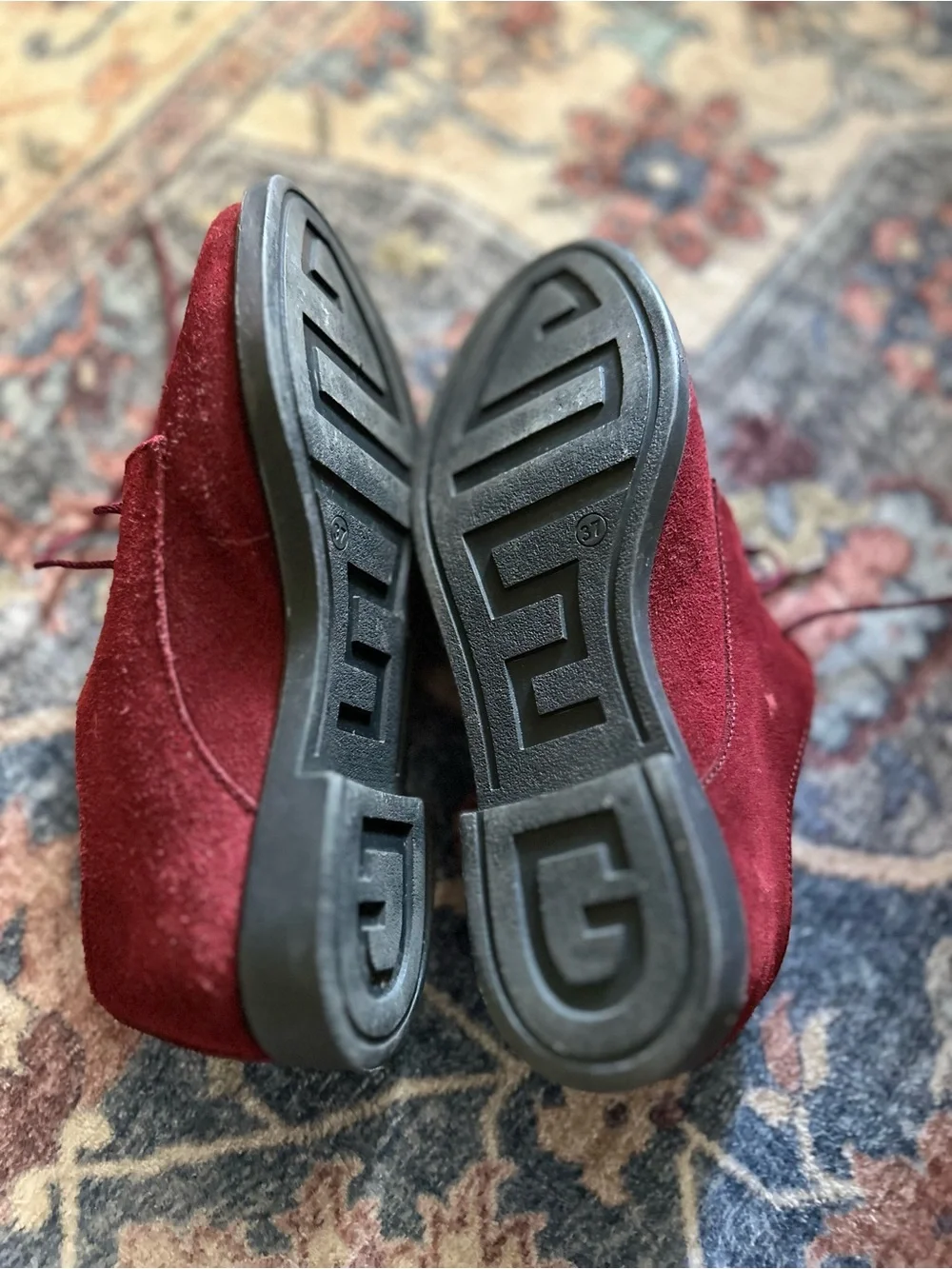 Women's Burgundy Suede Lace-Up Oxfords - Picture 3 of 3